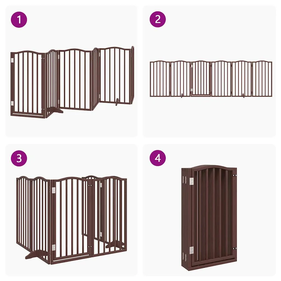 Barrière pour chiens avec porte 6 panneaux bois de peuplier - 7