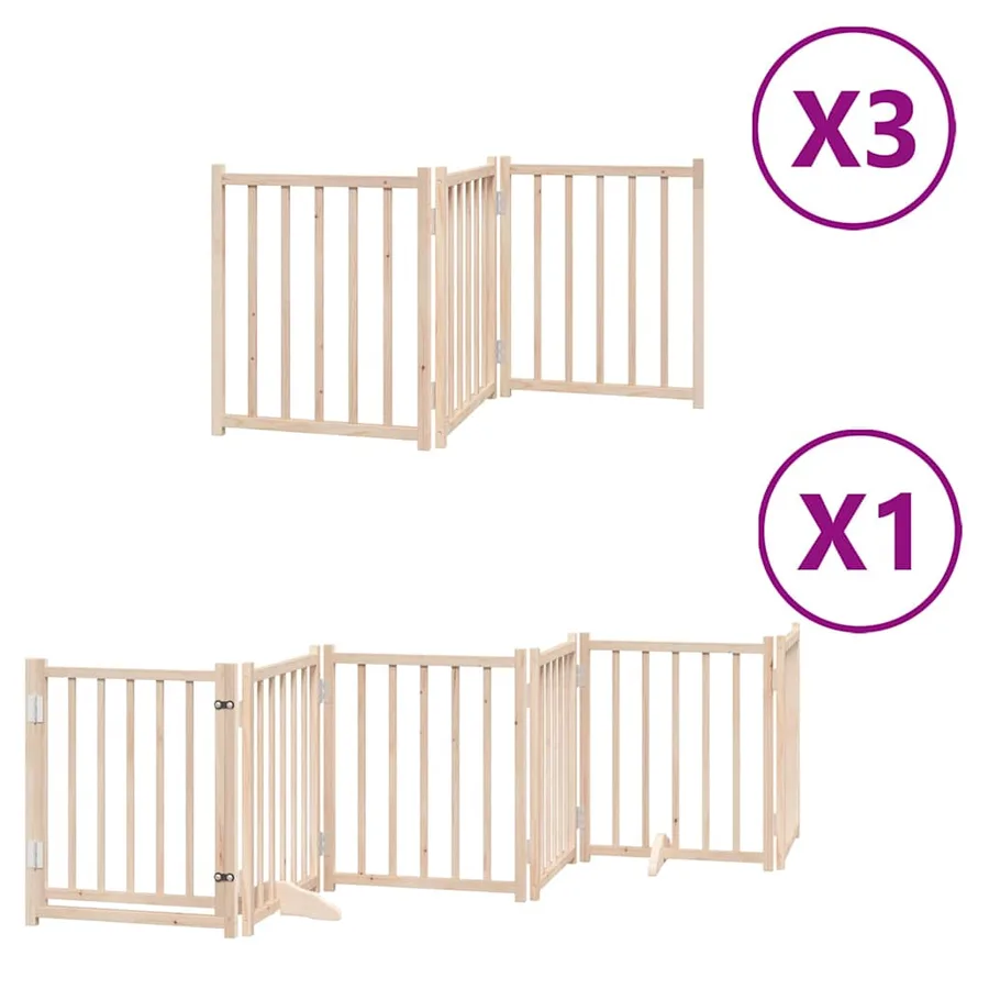 Barrière pour chien porte pliable 15 panneaux bois de peuplier - 2