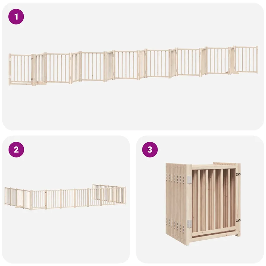 Barrière pour chien porte pliable 15 panneaux bois de peuplier - 6