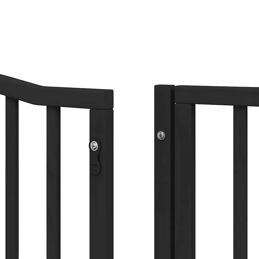 Barrière pour chien porte pliable 10panneaux noir bois peuplier - 11