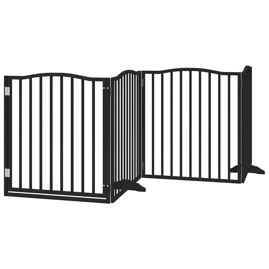 Barrière pour chien porte pliable 10panneaux noir bois peuplier - 4
