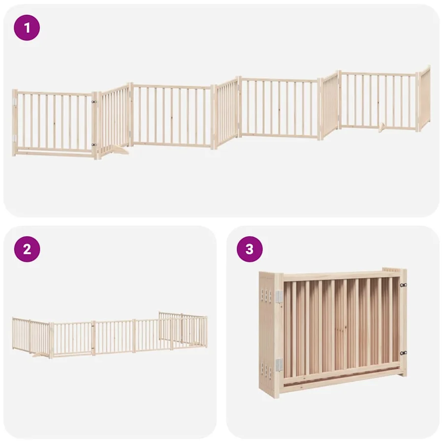 Barrière pour chien porte pliable 8 panneaux bois de peuplier - 6