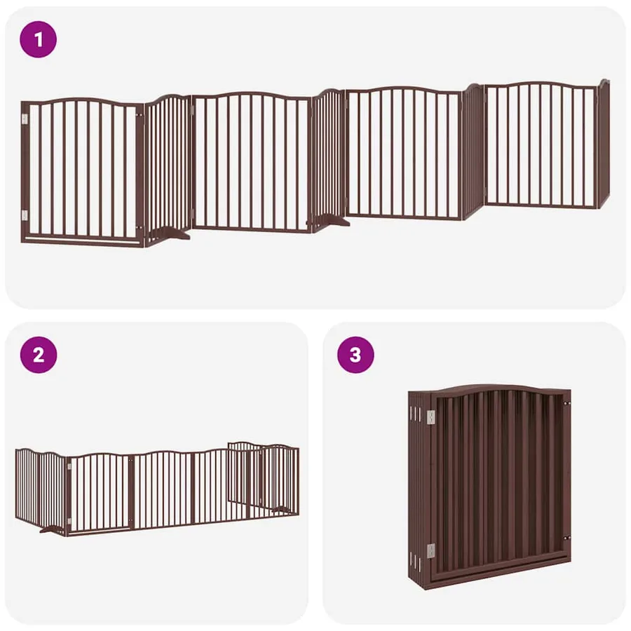 Barrière pour chien porte pliable 8 panneaux bois de peuplier - 6