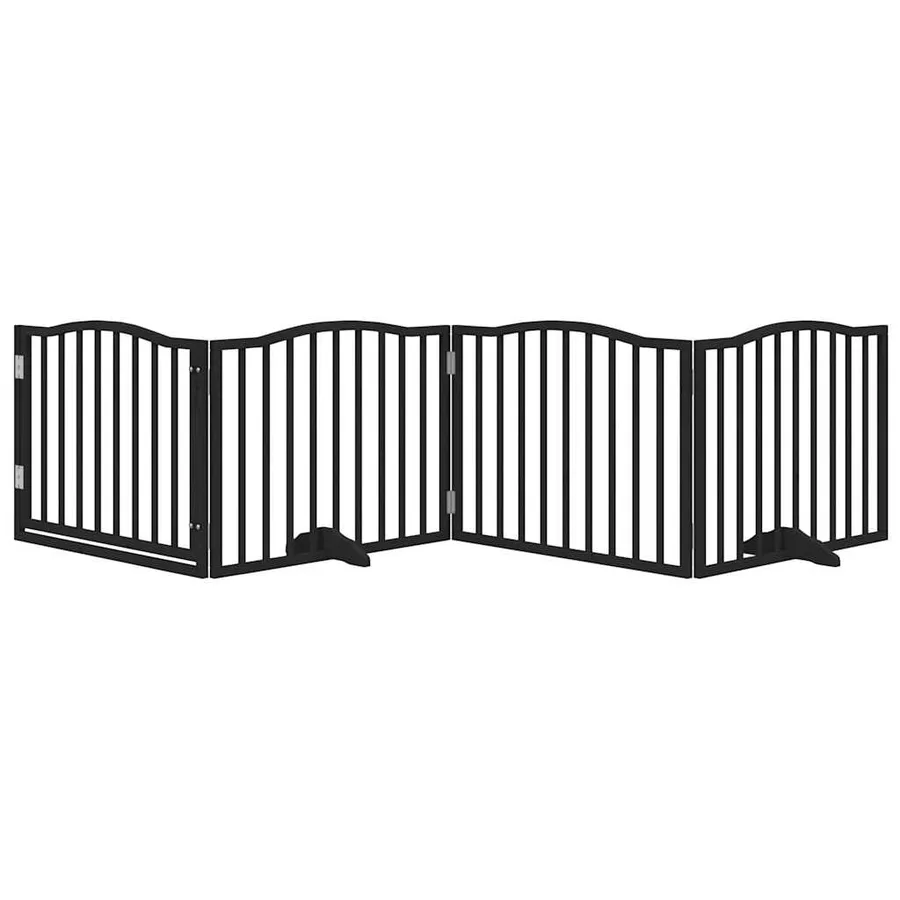 Porte pour chien pliable à 4 panneaux, noire, 320 cm, bois de peuplier - 3