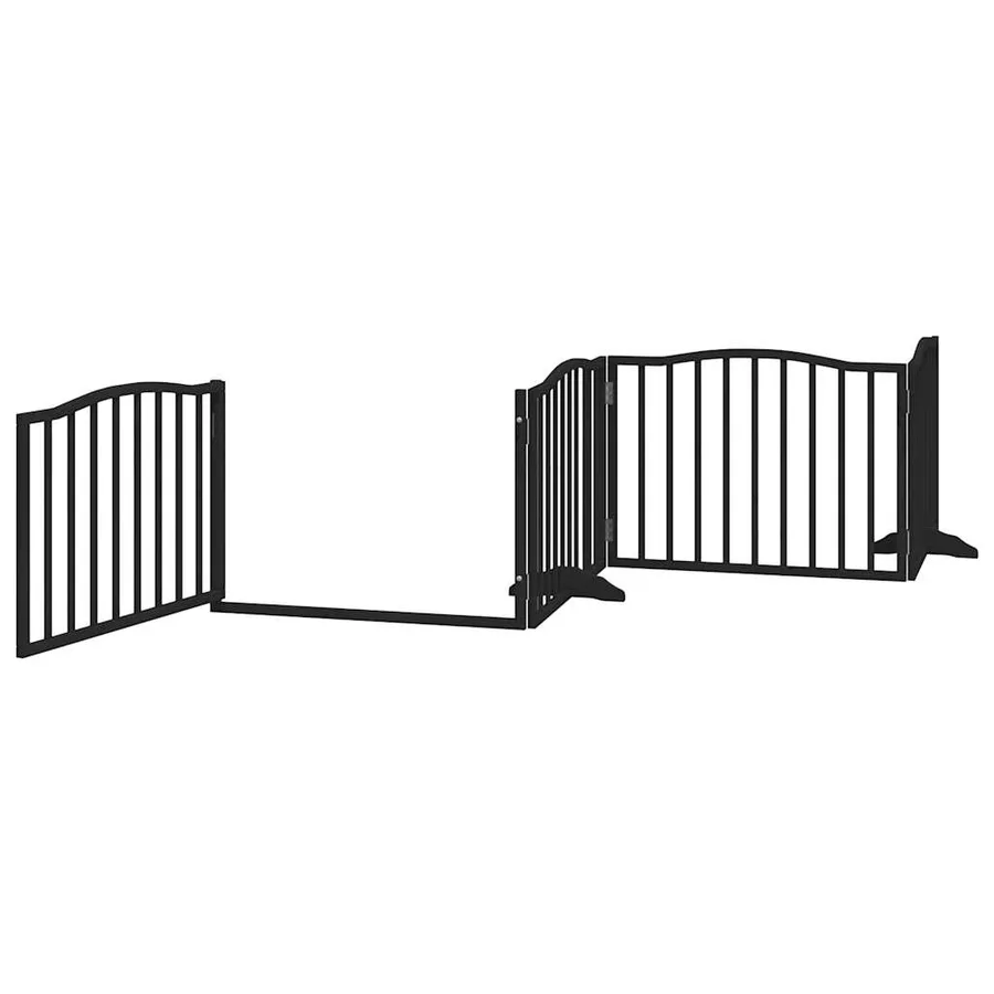 Porte pour chien pliable à 4 panneaux, noire, 320 cm, bois de peuplier - 4