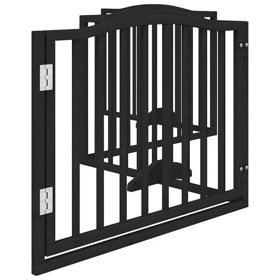 Porte pour chien pliable à 4 panneaux, noire, 320 cm, bois de peuplier - 5