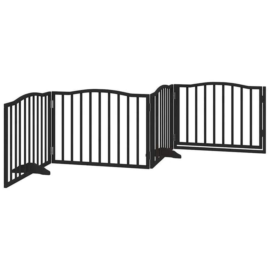 Porte pour chien pliable à 4 panneaux, noire, 320 cm, bois de peuplier - 6
