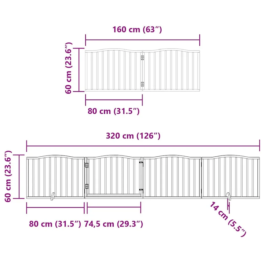 Barrière pour chien porte pliable 8 panneaux bois de peuplier - 12