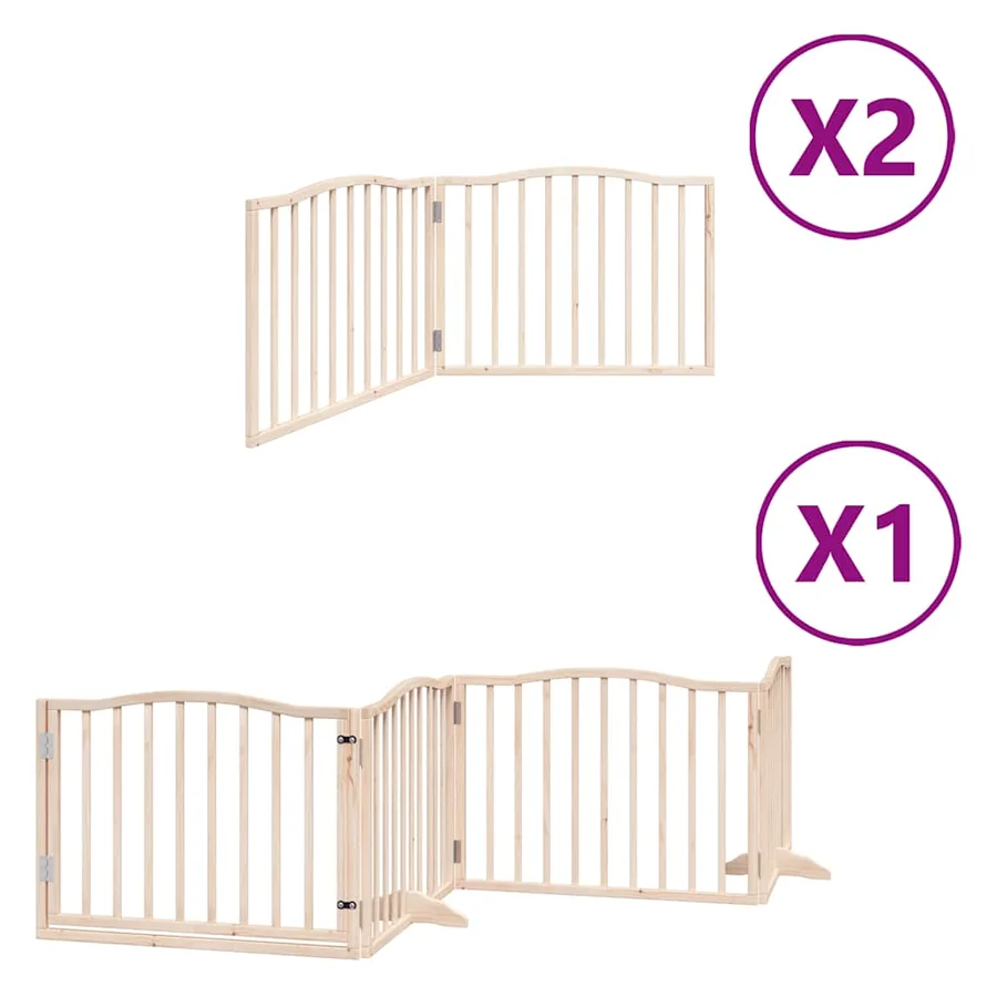 Barrière pour chien porte pliable 8 panneaux bois de peuplier - 2