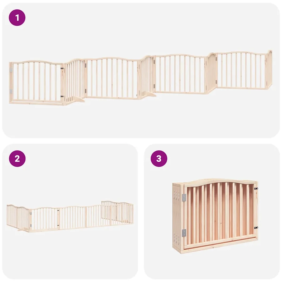 Barrière pour chien porte pliable 8 panneaux bois de peuplier - 6