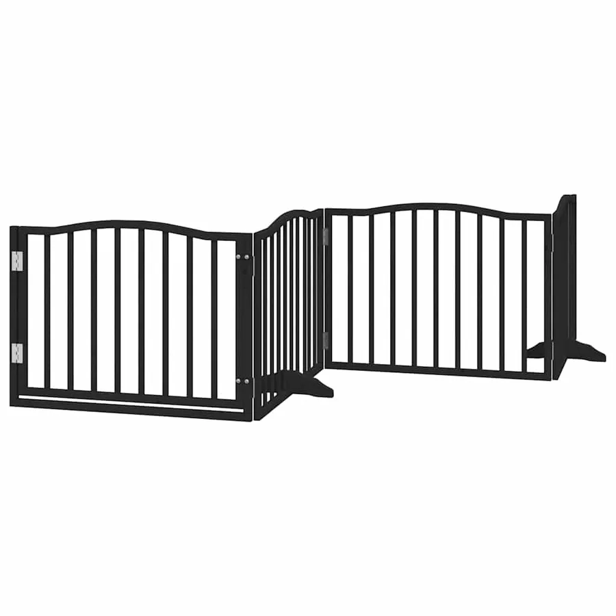 Barrière pour chien porte pliable 10panneaux noir bois peuplier - 4