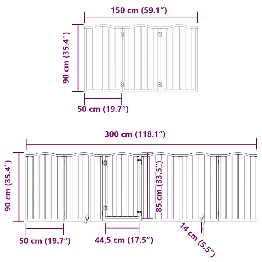 Barrière pour chien porte pliable 12 panneaux bois de peuplier - 12