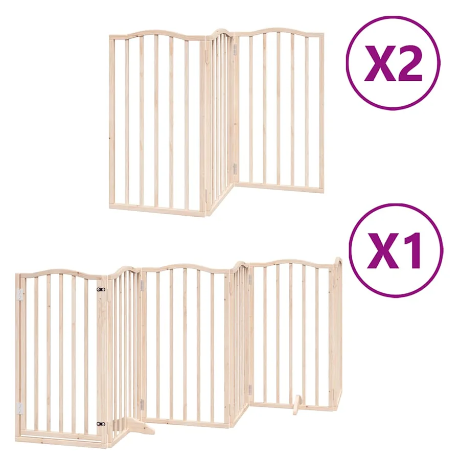 Barrière pour chien porte pliable 12 panneaux bois de peuplier - 2