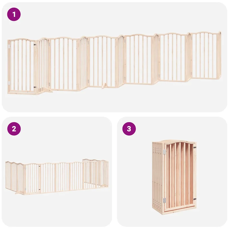 Barrière pour chien porte pliable 12 panneaux bois de peuplier - 6