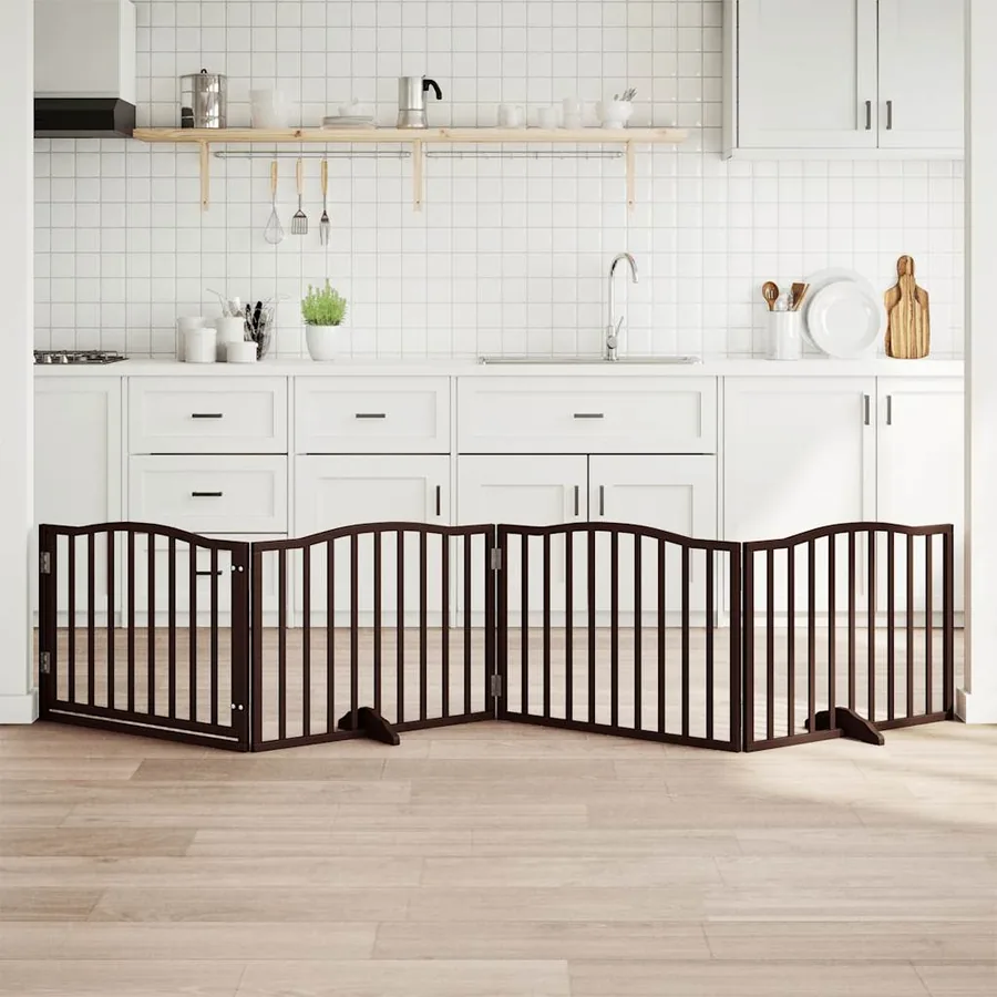 Barrière pour chiens avec porte 4 panneaux bois de peuplier