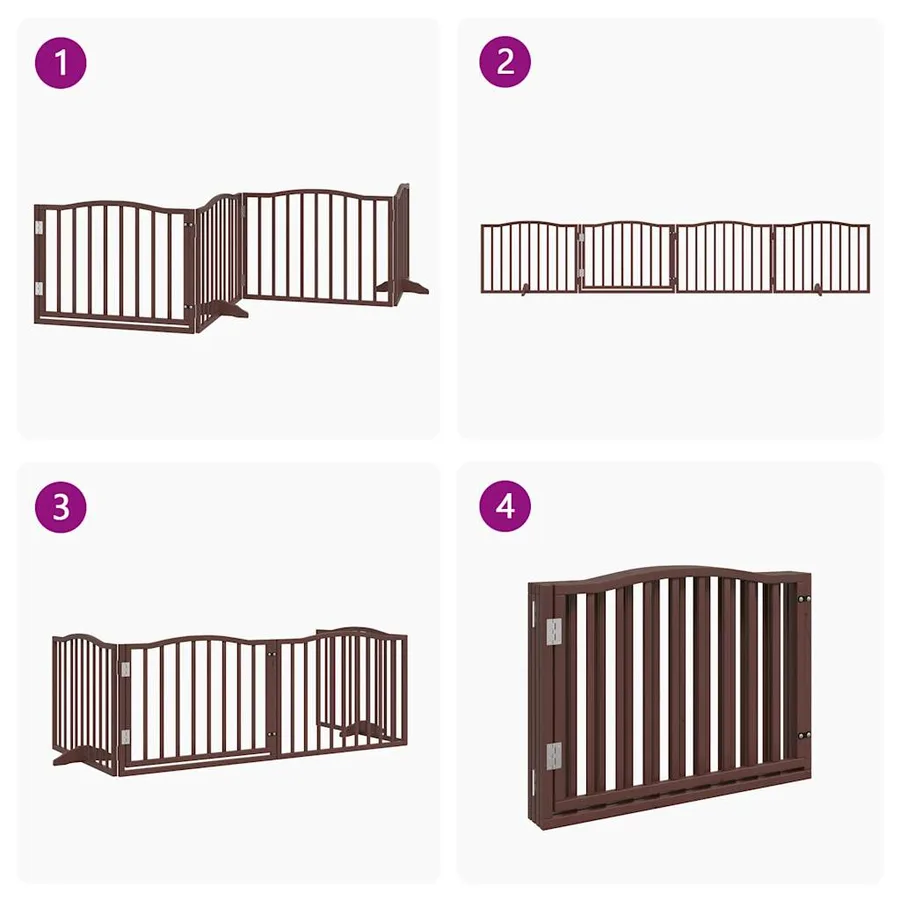 Barrière pour chiens avec porte 4 panneaux bois de peuplier - 7