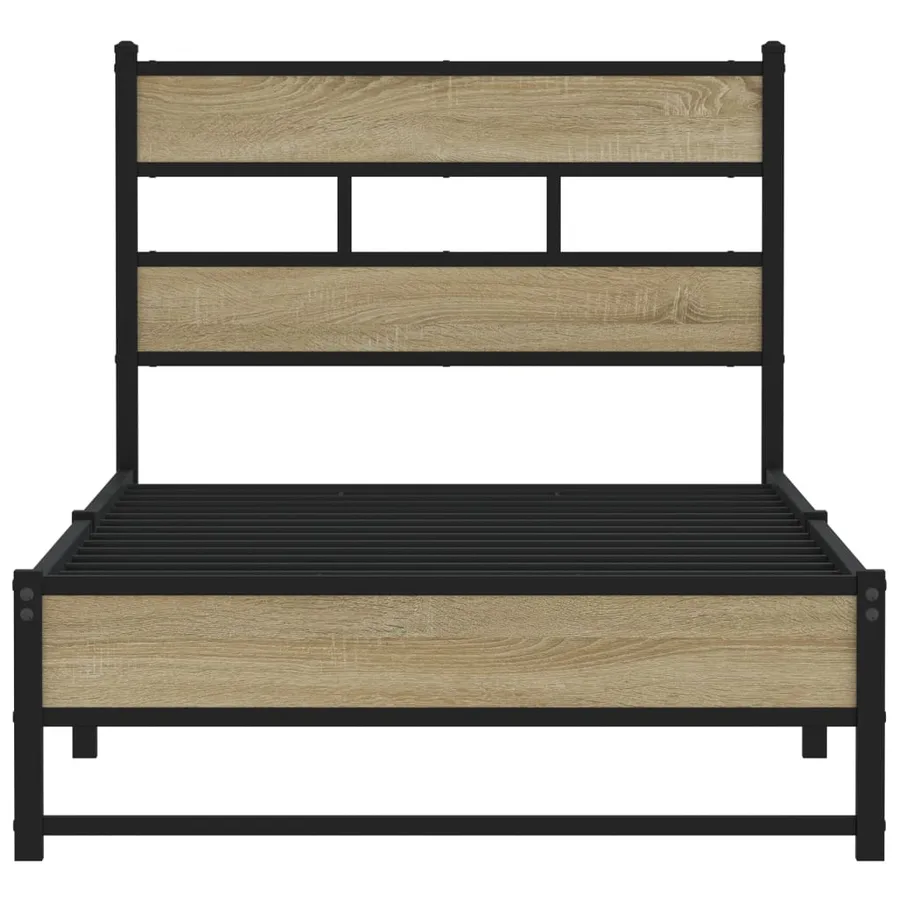Cadre de lit en métal sans matelas chêne sonoma 90x200 cm - 4