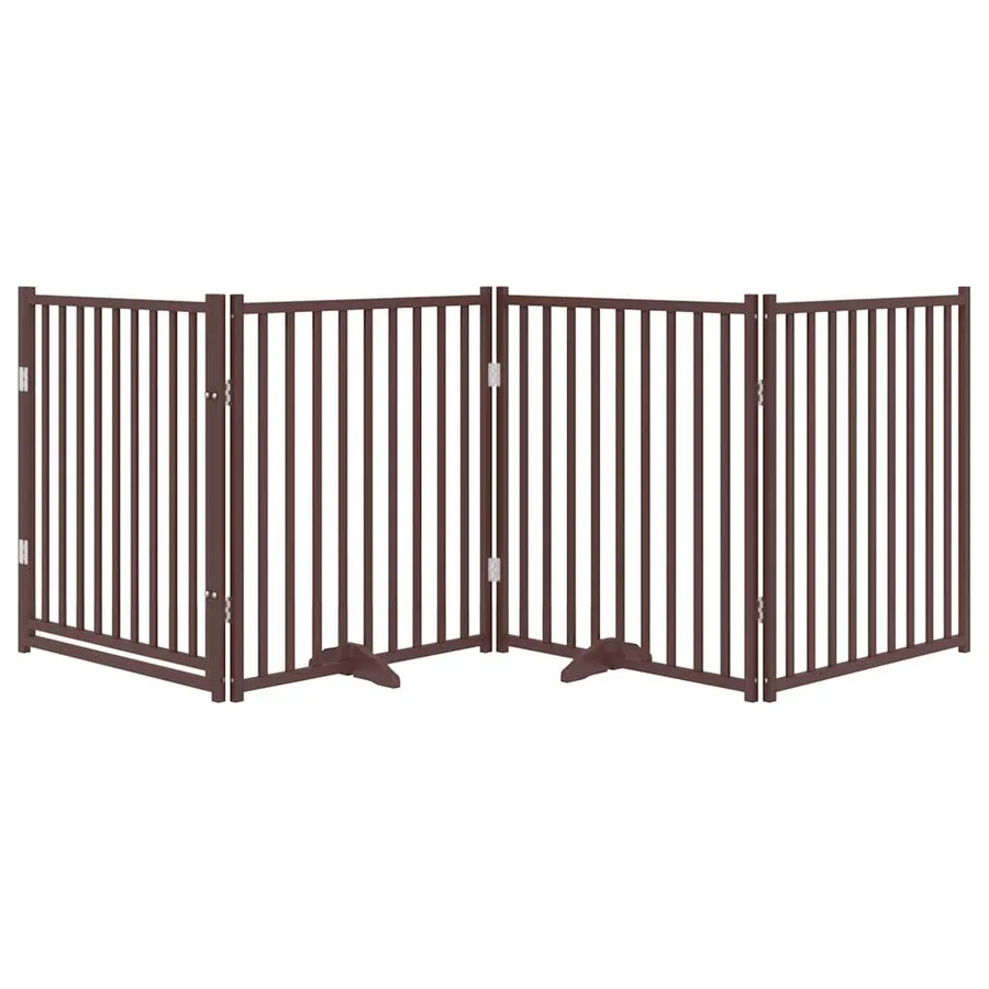 Barrière pour chiens avec porte 4 panneaux bois de sapin massif - 3