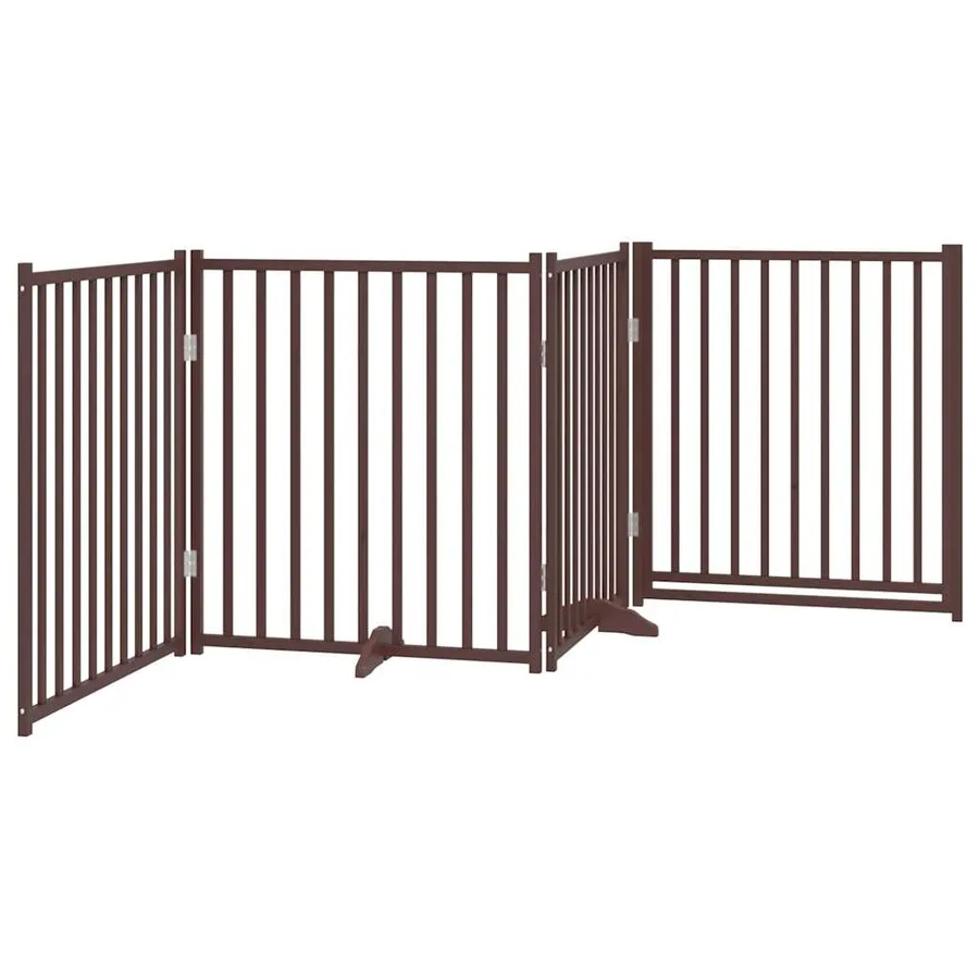 Barrière pour chiens avec porte 4 panneaux bois de sapin massif - 6