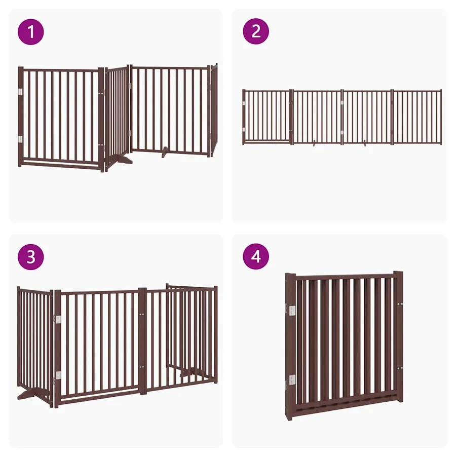 Barrière pour chiens avec porte 4 panneaux bois de sapin massif - 7