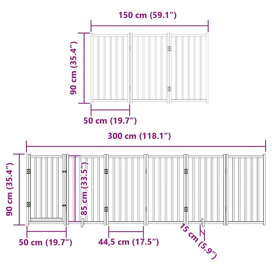 Barrière pour chien porte pliable 12 panneaux bois de peuplier - 12