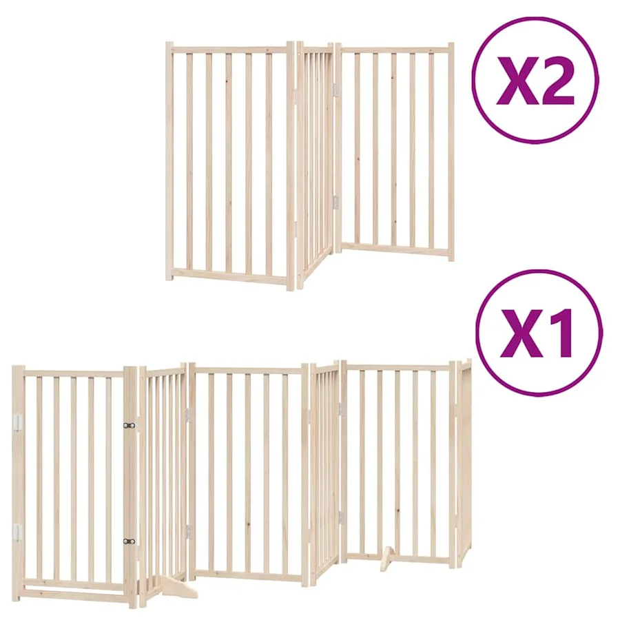 Barrière pour chien porte pliable 12 panneaux bois de peuplier - 2