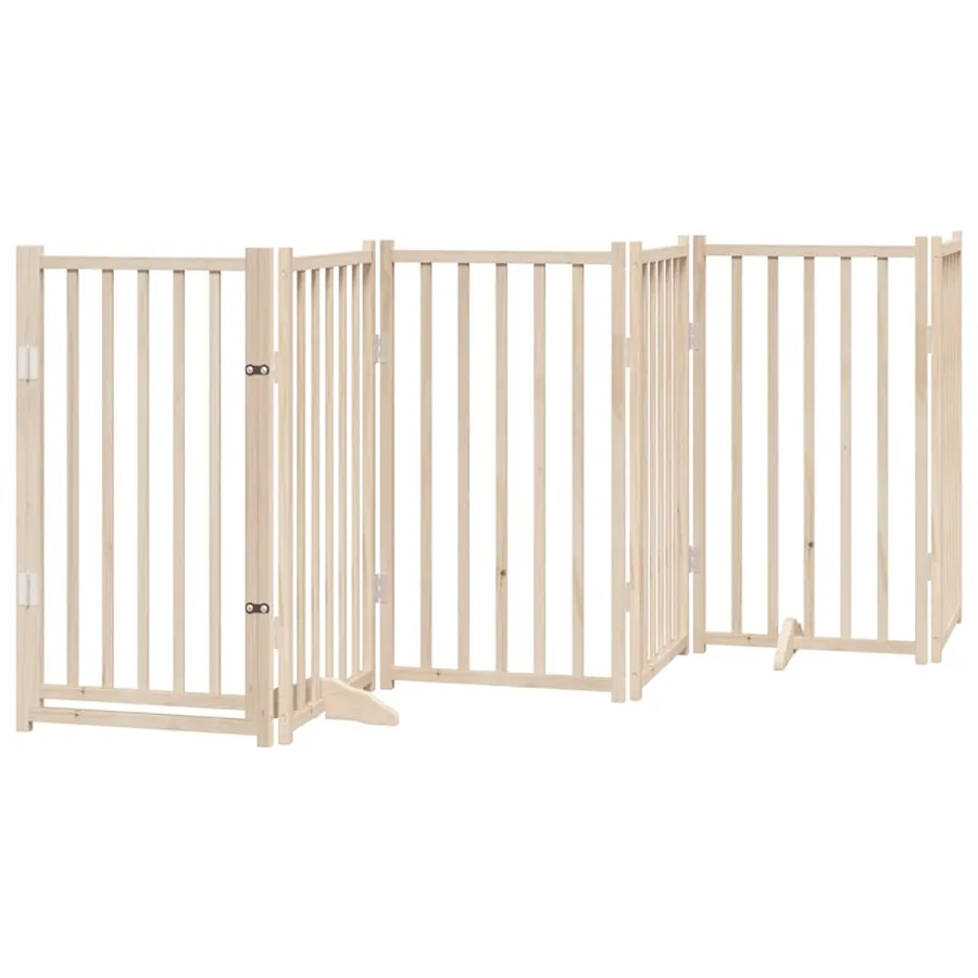 Barrière pour chien porte pliable 12 panneaux bois de peuplier - 4