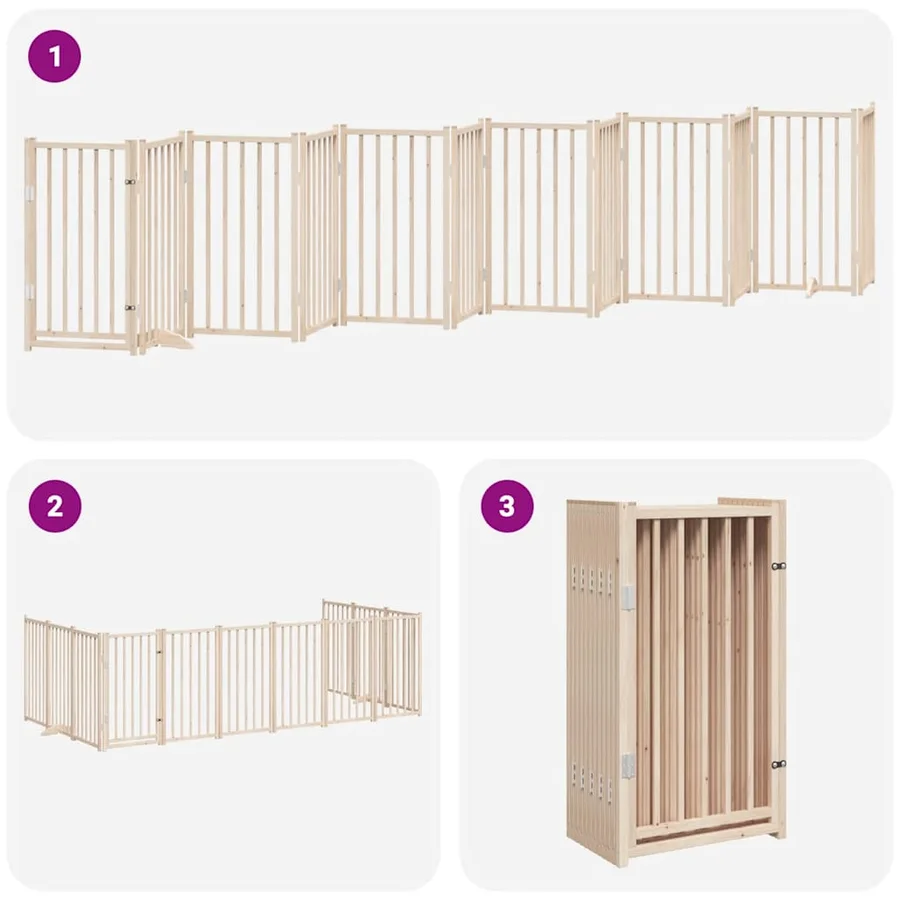 Barrière pour chien porte pliable 12 panneaux bois de peuplier - 6