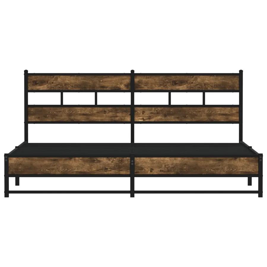 Cadre de lit en métal sans matelas chêne fumé 180x200 cm - 4