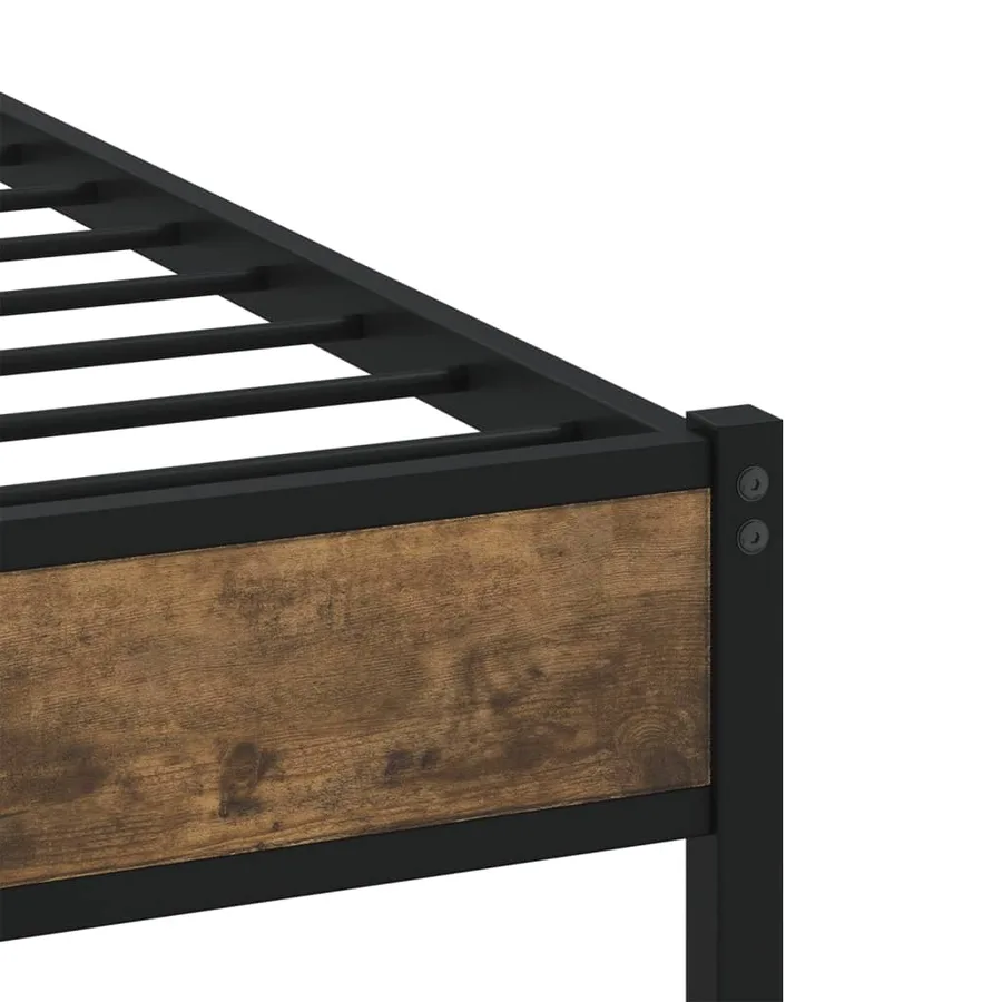 Cadre de lit en métal sans matelas chêne fumé 180x200 cm - 7