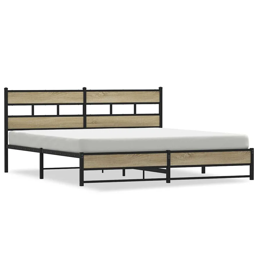 Cadre de lit en métal sans matelas chêne sonoma 180x200 cm - 2