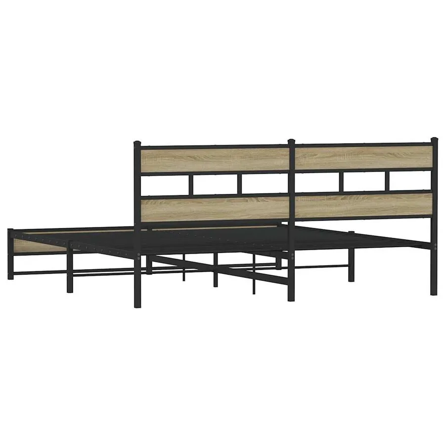 Cadre de lit en métal sans matelas chêne sonoma 180x200 cm - 6