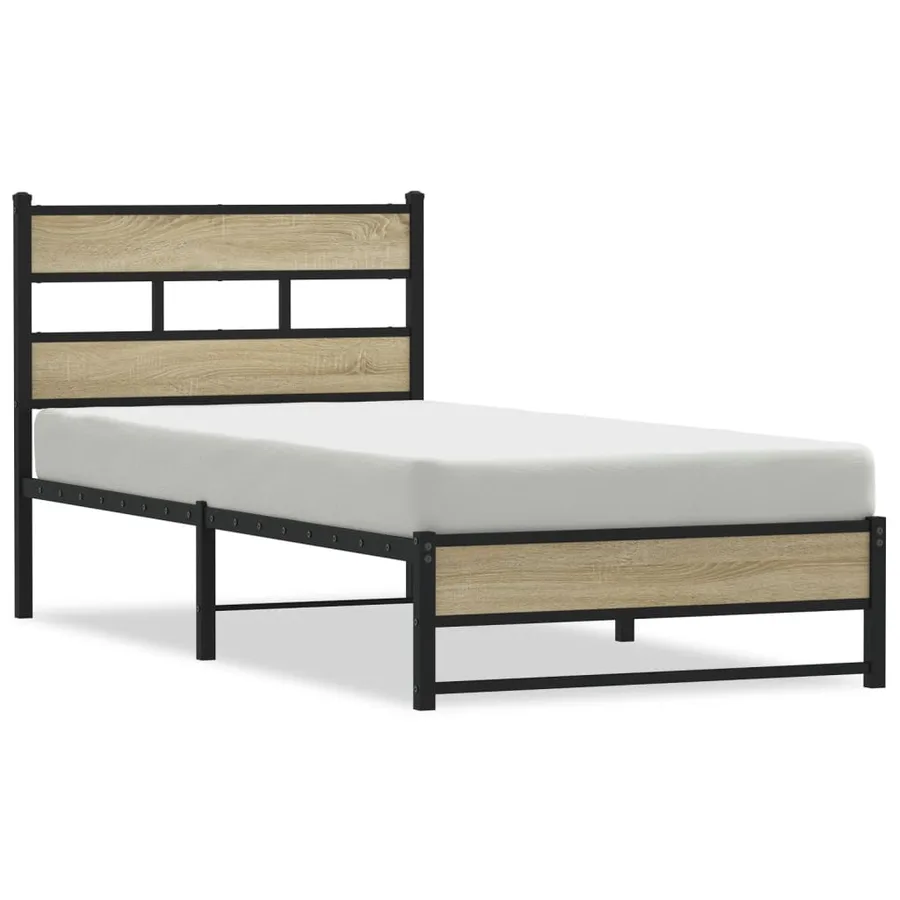 Cadre de lit en métal sans matelas chêne sonoma 100x200 cm - 2