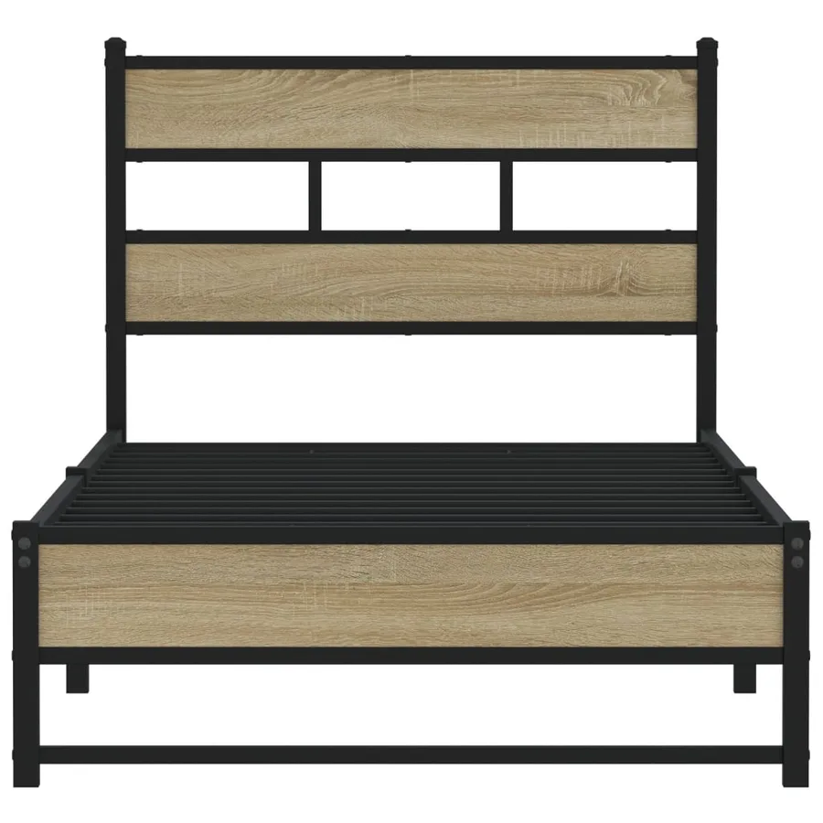 Cadre de lit en métal sans matelas chêne sonoma 100x200 cm - 4