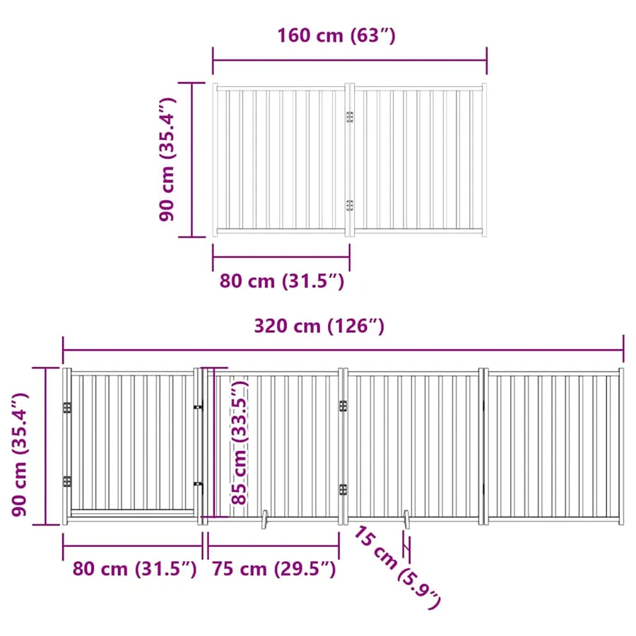 Barrière pour chien porte pliable 12 panneaux bois de peuplier - 12