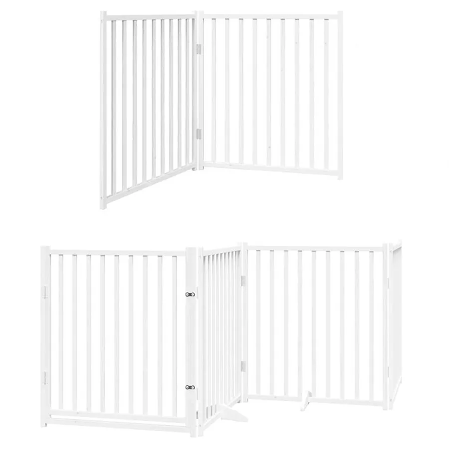 Barrière pour chien porte pliable 12 panneaux bois de peuplier - 3