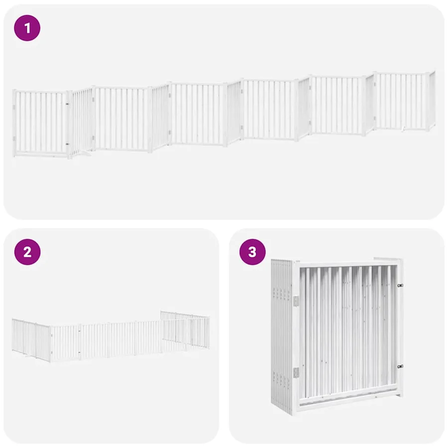 Barrière pour chien porte pliable 12 panneaux bois de peuplier - 6