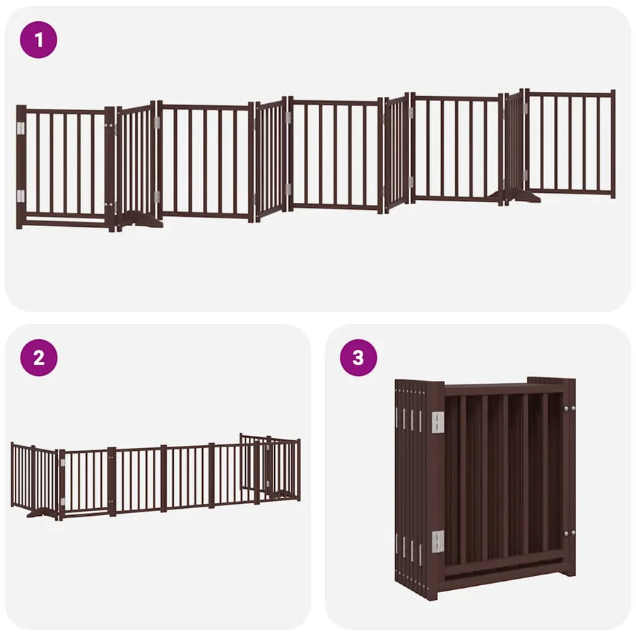 Barrière pour chien porte pliable 9 panneaux bois de peuplier - 6