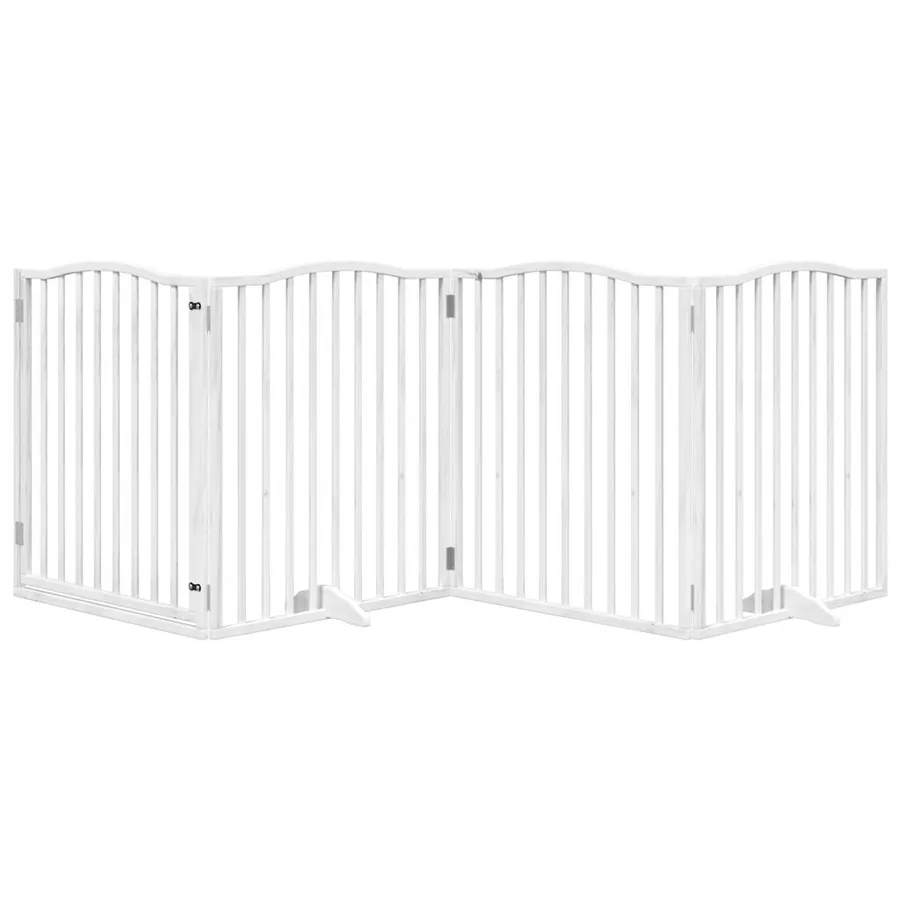 Barrière pour chiens et porte 4 panneaux blanc bois de peuplier - 3