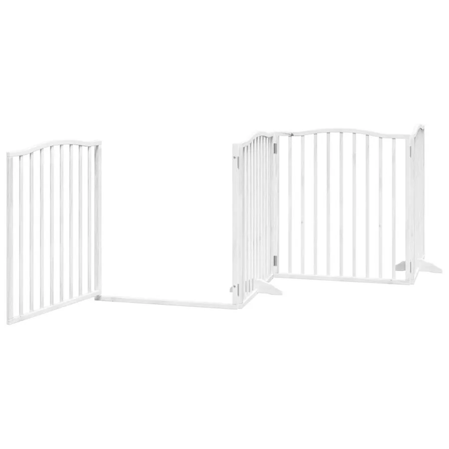 Barrière pour chiens et porte 4 panneaux blanc bois de peuplier - 4