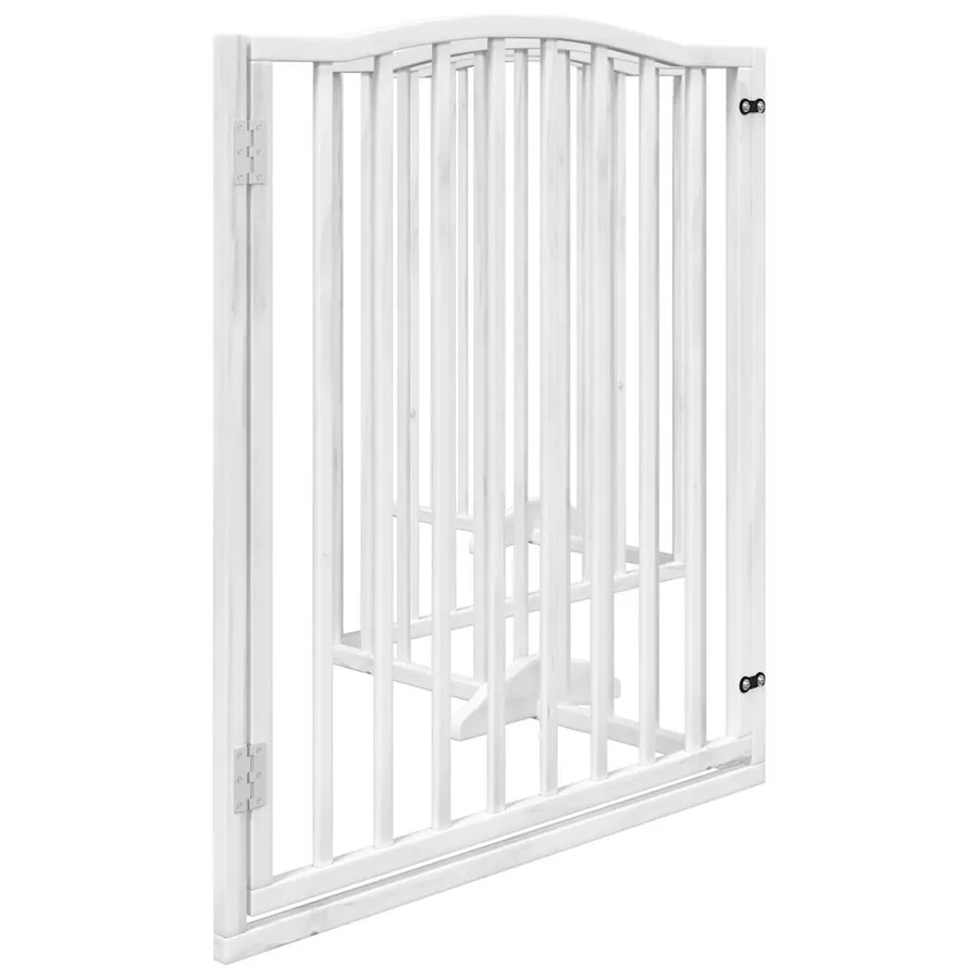 Barrière pour chiens et porte 4 panneaux blanc bois de peuplier - 5