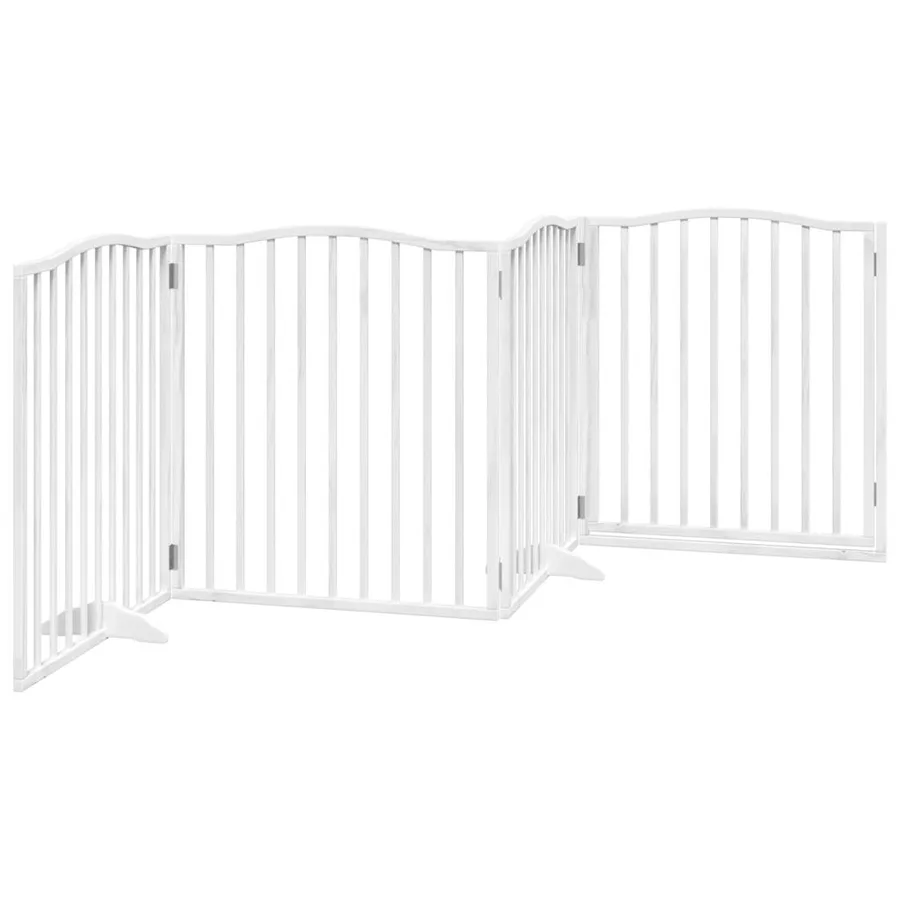 Barrière pour chiens et porte 4 panneaux blanc bois de peuplier - 6