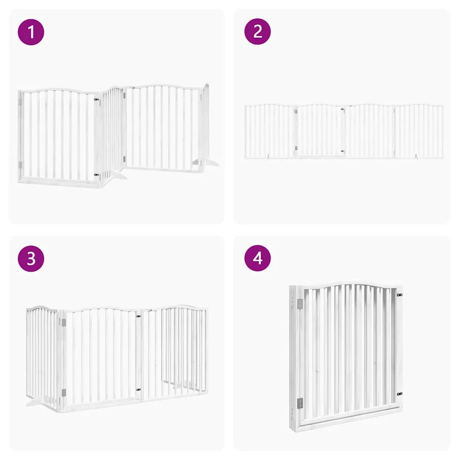 Barrière pour chiens et porte 4 panneaux blanc bois de peuplier - 7