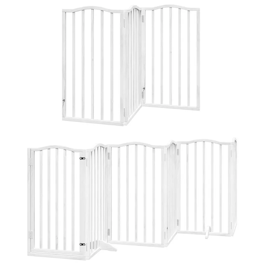 Barrière pour chien porte pliable 15 panneaux bois de peuplier - 3
