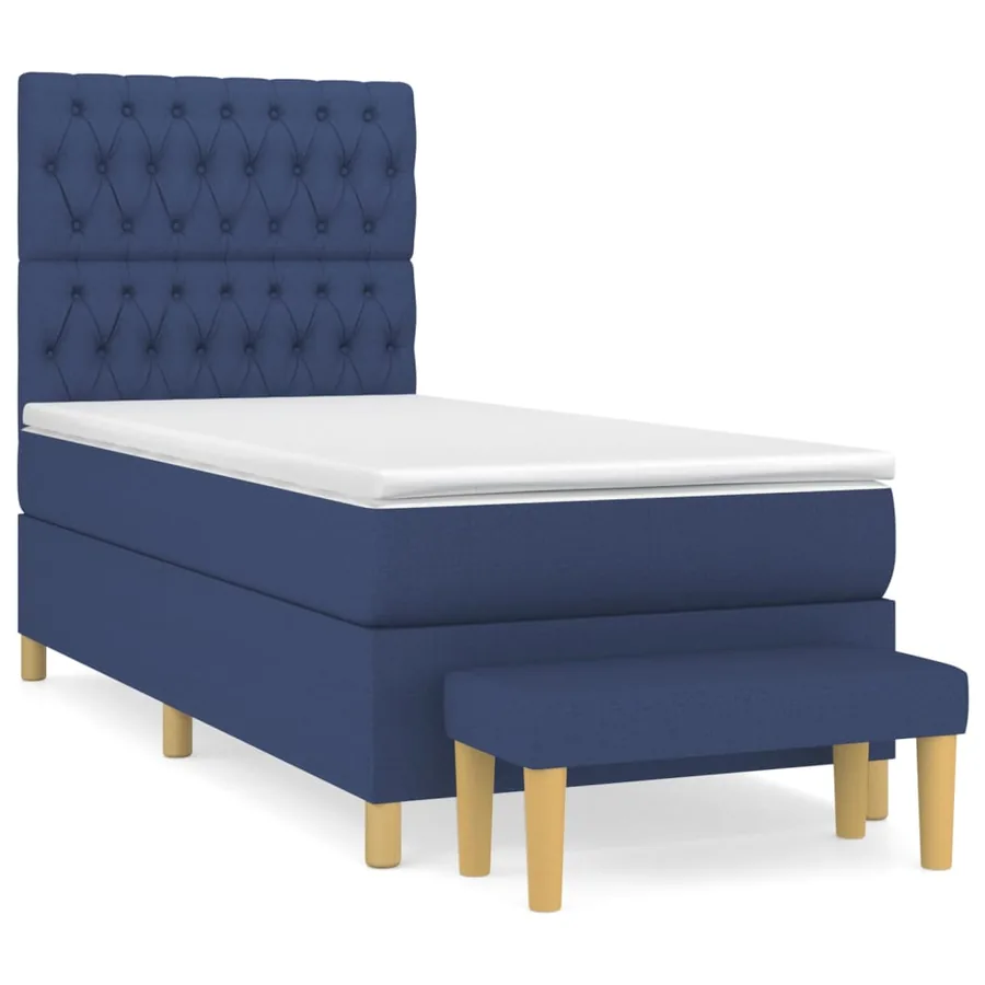 Sommier à lattes de lit avec matelas Bleu 90x190 cm Tissu - 2
