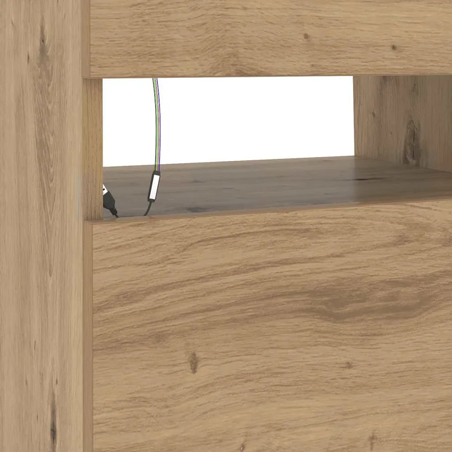 Meuble TV avec lumières LED chêne artisanal bois d'ingénierie - 8