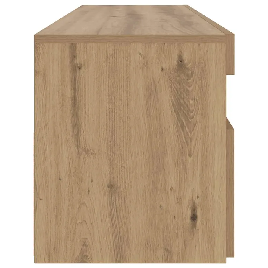 Meuble TV avec lumières LED chêne artisanal bois d'ingénierie - 9