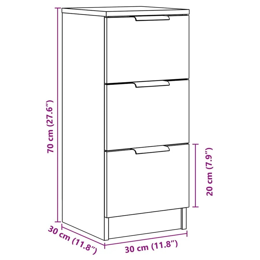Buffets 2 pcs vieux bois 30x30x70 cm bois d'ingénierie - 11
