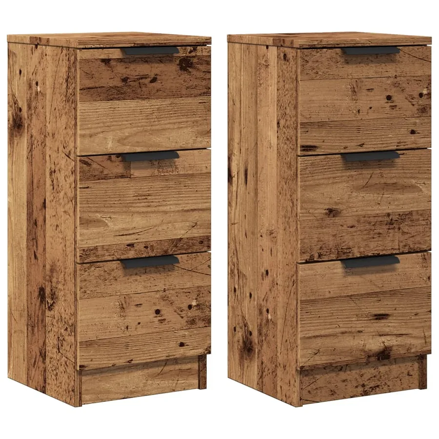 Buffets 2 pcs vieux bois 30x30x70 cm bois d'ingénierie - 2