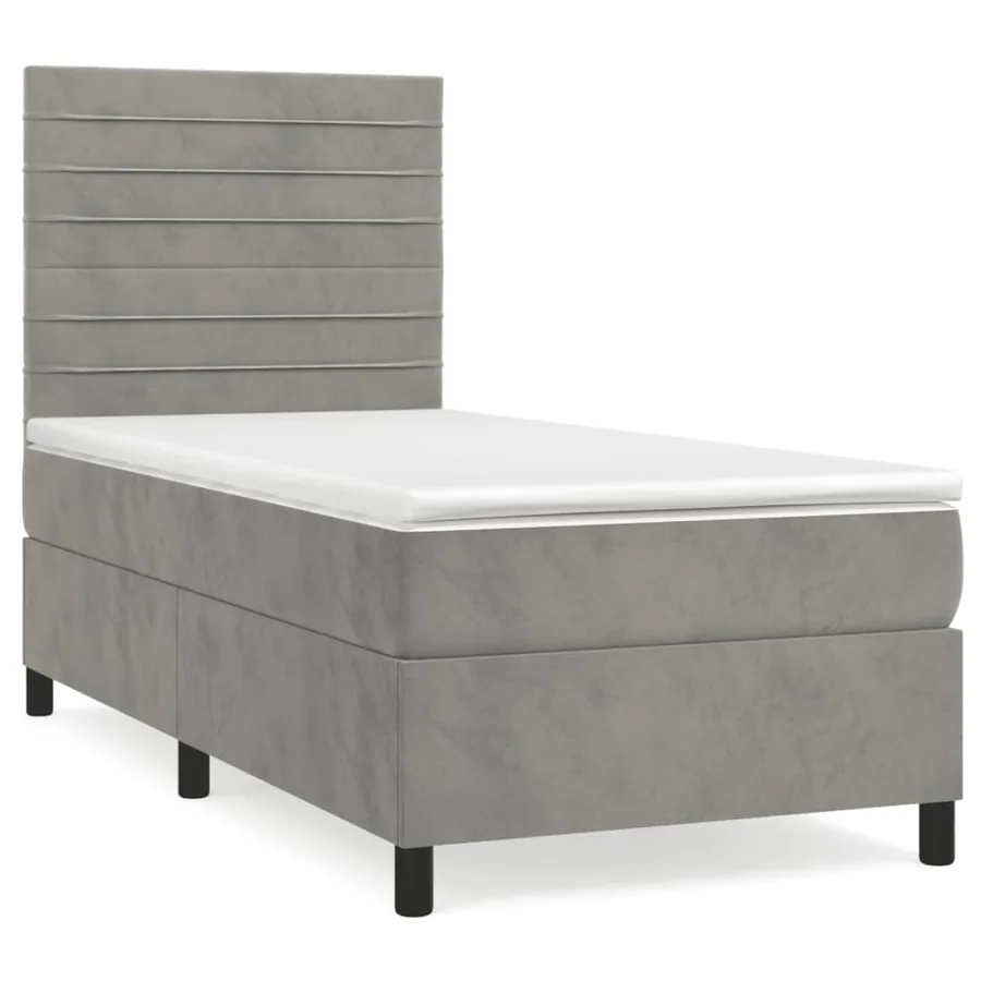 Sommier à lattes de lit et matelas Gris clair 90x190 cm Velours - 2